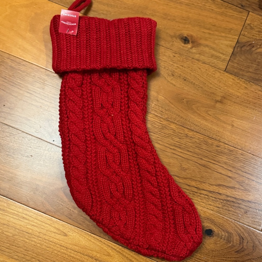 Cozy Red Cable Knit Christmas Stocking